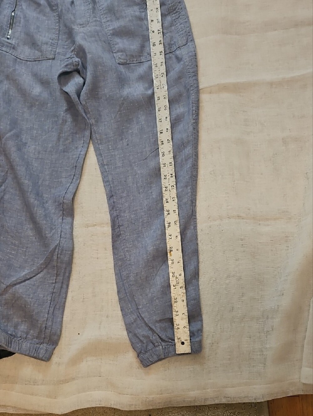 Athleta Women's Light Blue Drawstring 100% Linen Joggers Size 4 - Picture 7 of 13